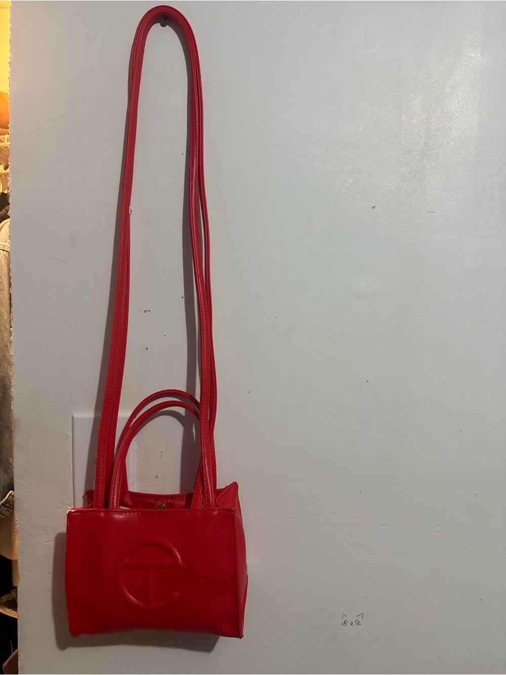 Telfar Red Small Leather Shopper Crossbody